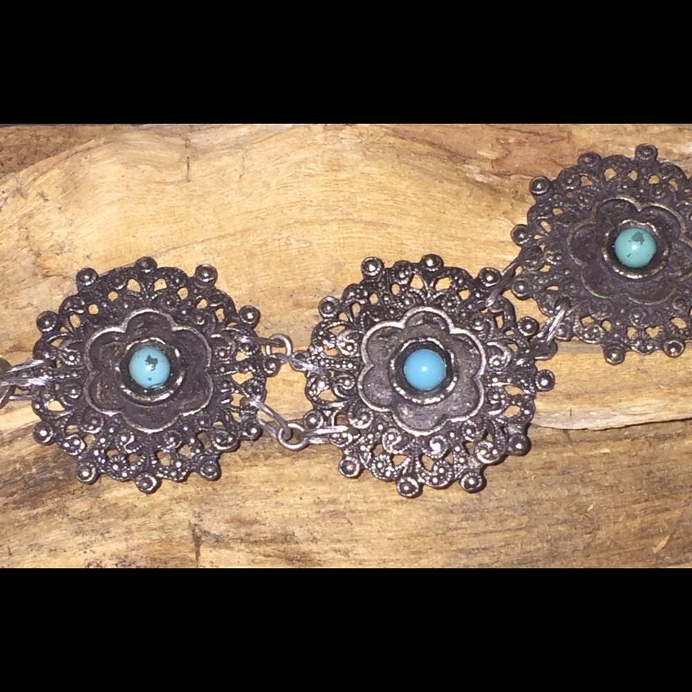 Boho Western Fashion Bracelet Turquoise Silver NWT - Picture 3 of 8